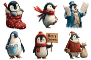 Christmas Penguin Clipart, an Illustration by Daily.Designs (Thumbnail 3 of 5)