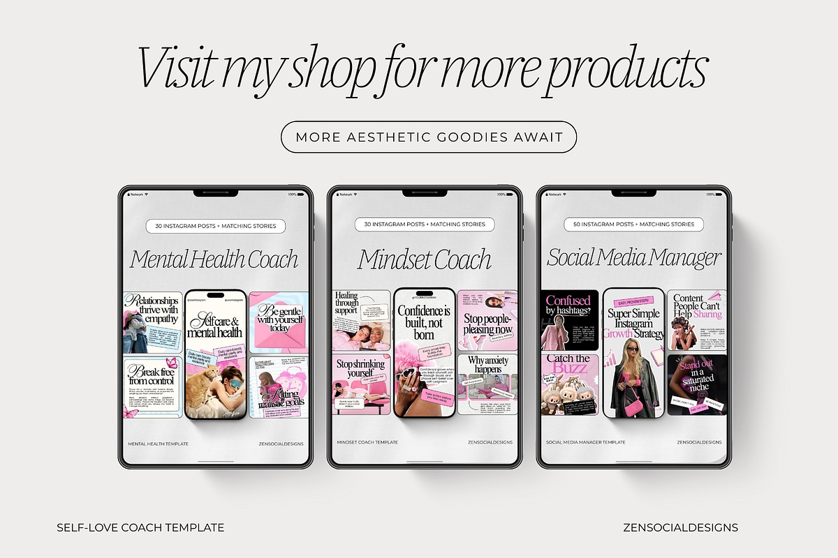 Self-Care Coach Instagram Template, a Social Media Template by ZenSocialDesigns (Photo 9 of 9)