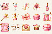 Pink Happy New Year Clipart, an Illustration by DreamCafeArt (Thumbnail 2 of 8)