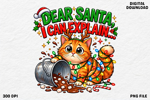 Funny Christmas Cat PNG Dear Santa