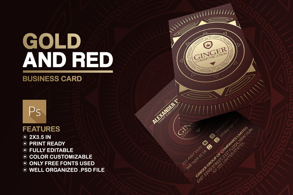 Gold And Red Business Card, a Business Card Template by Marvel (Photo 1 of 5)