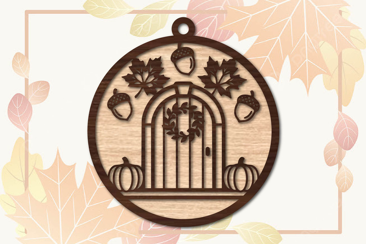 Autumn Front Door Pumpkin Laser Cut, an Object Graphic by DreamPrint404 (Photo 2 of 3)