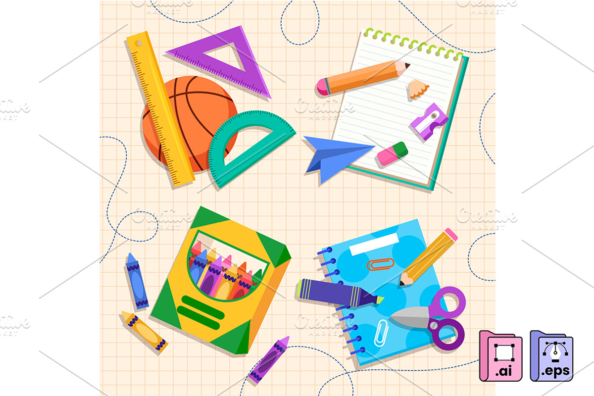 Set of Back-to-School Elements, an Education Illustration by MISS CHATZ (Photo 3 of 3)