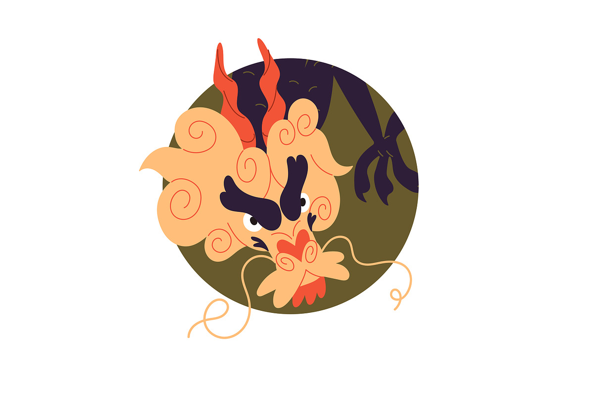 Asian, Chinese dragons set, cards, an Animal Illustration by PaperTrident (Photo 13 of 13)