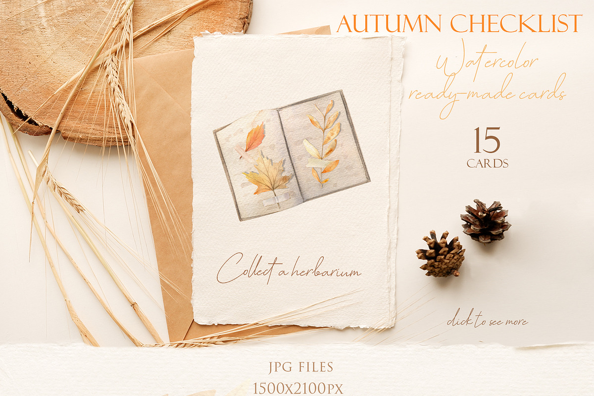 Fall Checklist Watercolor Clipart, a Seasonal Illustration by NataliArkushArt (Photo 3 of 17)