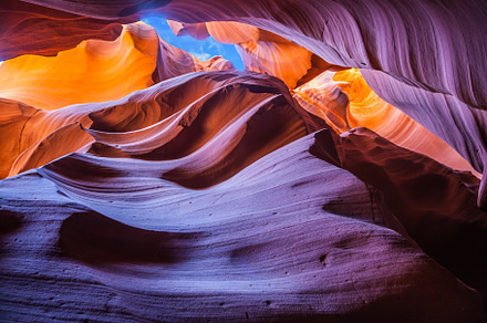 Red and purple tints slot canyon Antelope., a Nature Photo by kavram