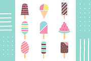 Ice-Cream and Popsicle Vector Set, a Texture Illustration by Julia Batsheva (Thumbnail 1 of 4)