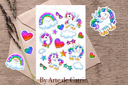 Sparkling Rainbow Unicorns Clipart, an Animal Illustration by ArtedeCatrin (Thumbnail 3 of 6)