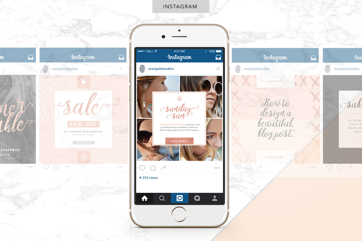 ROSE GOLD | Social Media Pack 2, a Social Media Template by Marigold Studios (Photo 3 of 14)