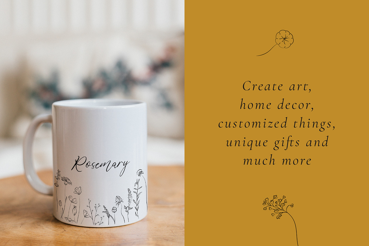 Line Art Wild Flowers Illustrations, a Decorative Illustration by La Petite Line Art (Photo 10 of 12)