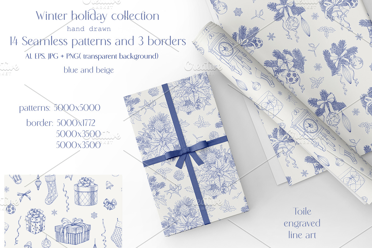 Christmas patterns Vector set Toile, a Pattern Graphic by ON_lineart_store (Photo 4 of 10)