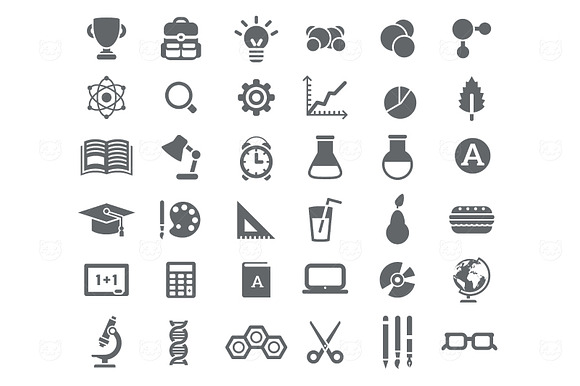 36 Bw School Icons
