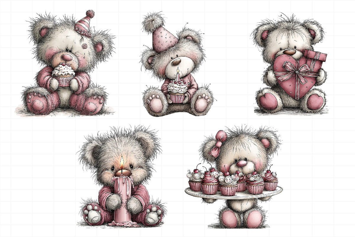 Whimsical Birthday Teddy Bear Clipar, an Illustration by Daily.Designs (Photo 7 of 8)