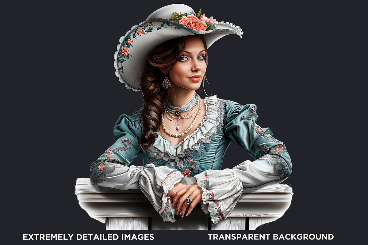 Southern Belle Cowgirls Clipart Set, a Person Illustration by ThatsDesign Art (Photo 3 of 10)