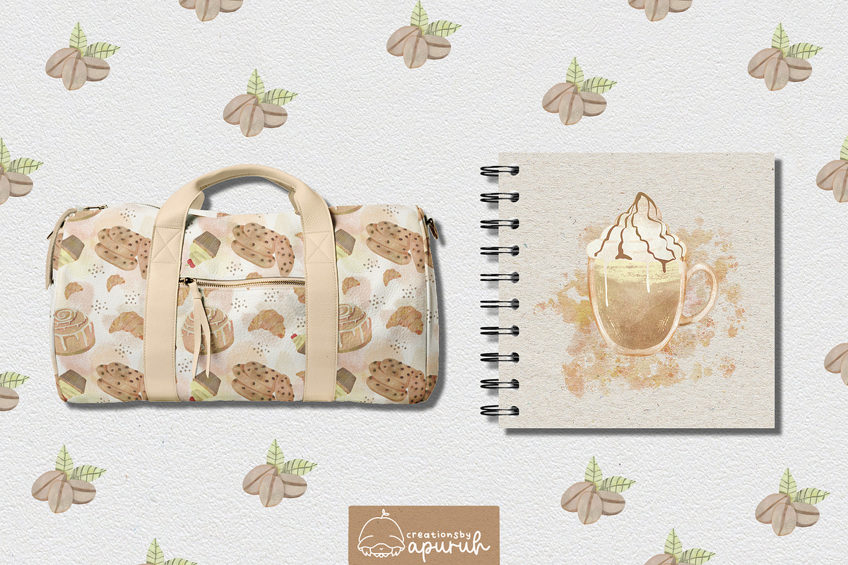 Coffee & Dessert Watercolor Pack, a Food Illustration by creationsbyapuruh (Photo 2 of 8)