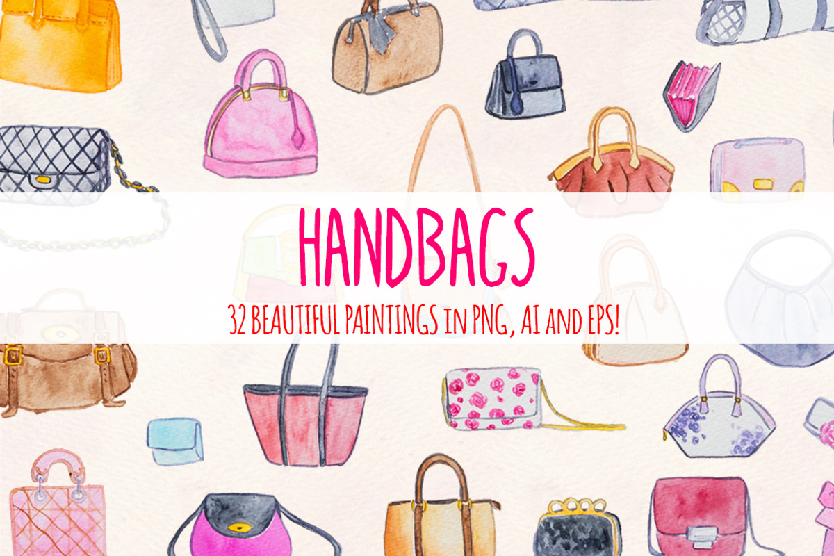 32 Womens Handbags Purses Watercolor, an Illustration by Violet LeBeaux (Photo 1 of 3)