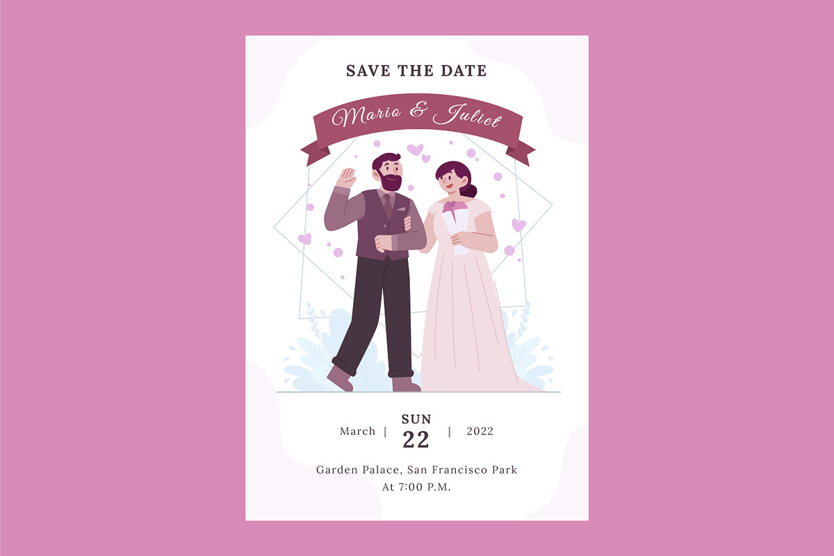 Cartoon Wedding Card Invitation, a Flyer Template by Vesvocrea (Photo 4 of 7)