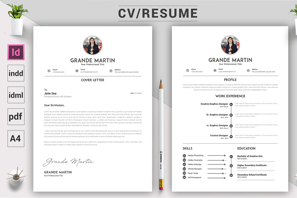 Indesign CV / Resume Template, a Resume Template by ARP Creation (Photo 3 of 11)