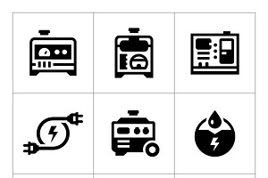 Set icons of electrical generator, a Solid Icon by motorama