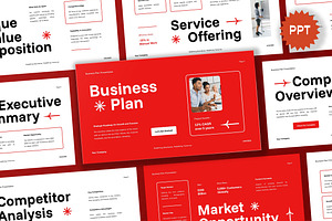 Red White Business Plan PPT, a Presentation Template by Aiyari Graphic