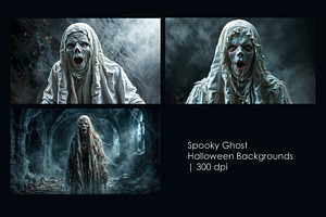 Spooky Ghost Halloween Backgrounds, a Seasonal Illustration by StockVerse Creative