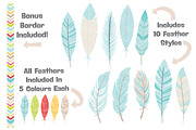 Fresh Tribal Feathers Clipart, an Illustration by Amanda Ilkov (Thumbnail 2 of 4)