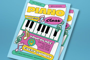 Blue White Piano Class Flyer Set, a Flyer Template by graphicook (Thumbnail 2 of 3)
