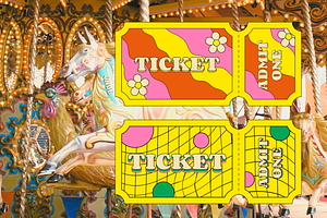 Set Of Retro Groovy Tickets