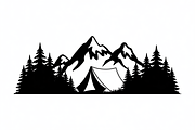 silhouette camping tent mountain, an Illustration by Amazin_art (Thumbnail 11 of 17)