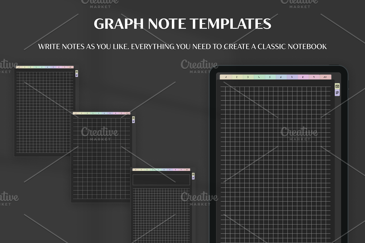Digital Notebook Dark Mode, a Stationery Template by Digital_Mind