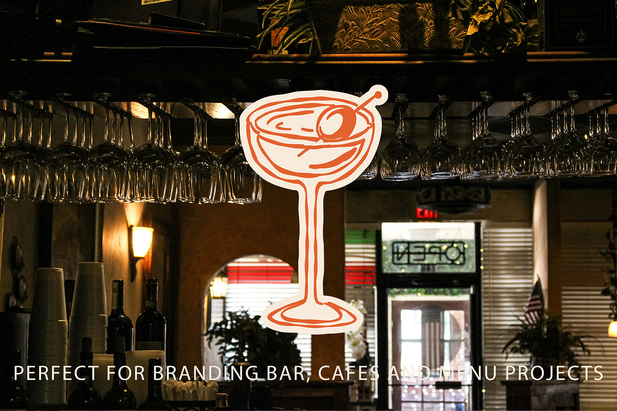 DOODLE COCTAILS: hand drawn clipart, a Food Illustration by Elliko shop (Photo 2 of 6)