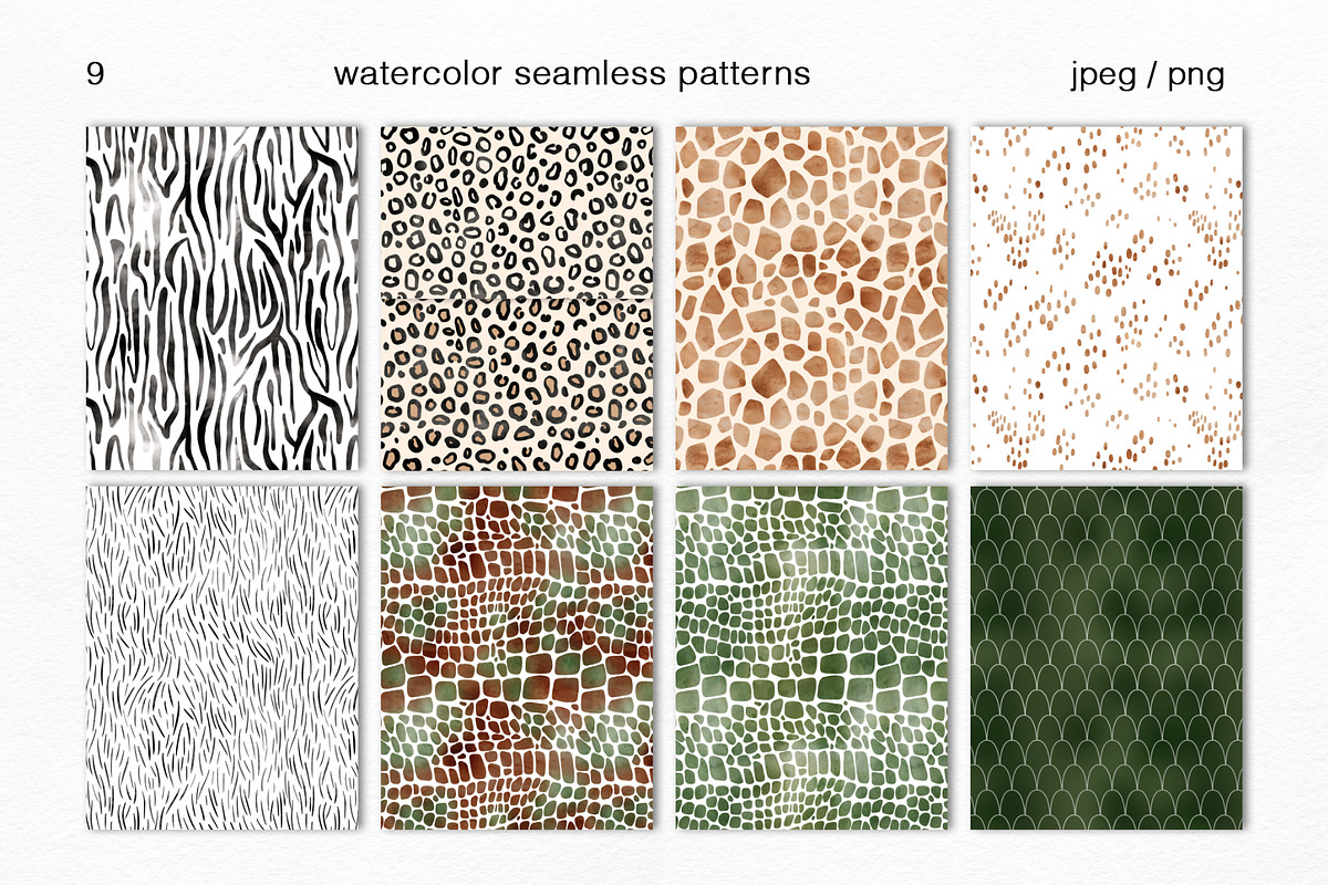 Safari Animal Print Patterns, a Pattern Graphic by Pattern + watercolor (Photo 2 of 8)
