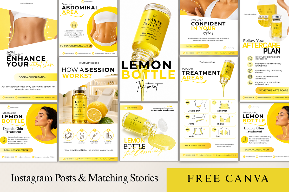 Lemon Bottle Instagram Canva, a Social Media Template by Click & Create Co (Photo 1 of 4)