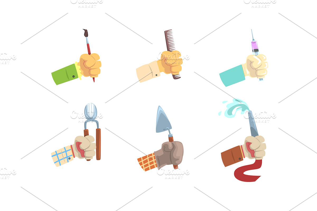 Male Hand Holding Tools Set, Hands, an Object Illustration by TopVectors