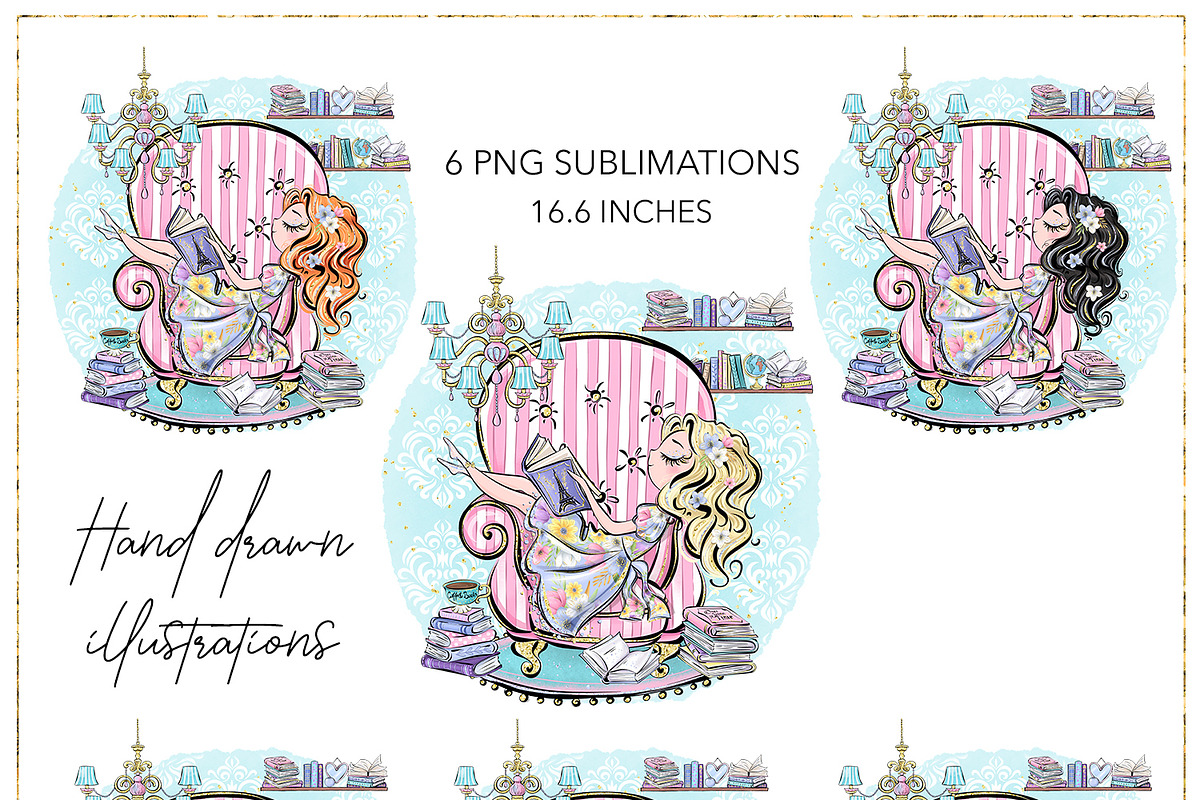 Book Lover Hand Drawn Clipart, a Decorative Illustration by Masha  Studio (Photo 3 of 8)