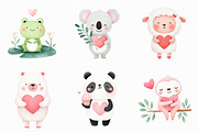Kawaii Valentine Animal Clipart, an Illustration by Libby Wishes (Thumbnail 2 of 6)