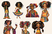 AFRO BOHO GIRLS ALL AGES CLIPART, a Person Illustration by Daring Digies (Thumbnail 5 of 10)