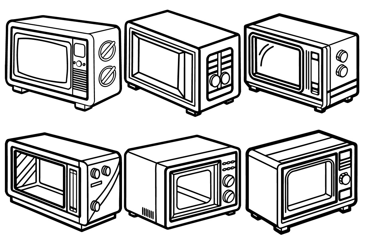Retro Microwave Oven Collection, an Object Graphic by Billah Hub