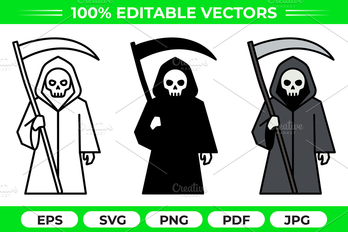 Grim Reaper Trio Vector Pack, an Object Graphic by Artonix (Photo 1 of 3)