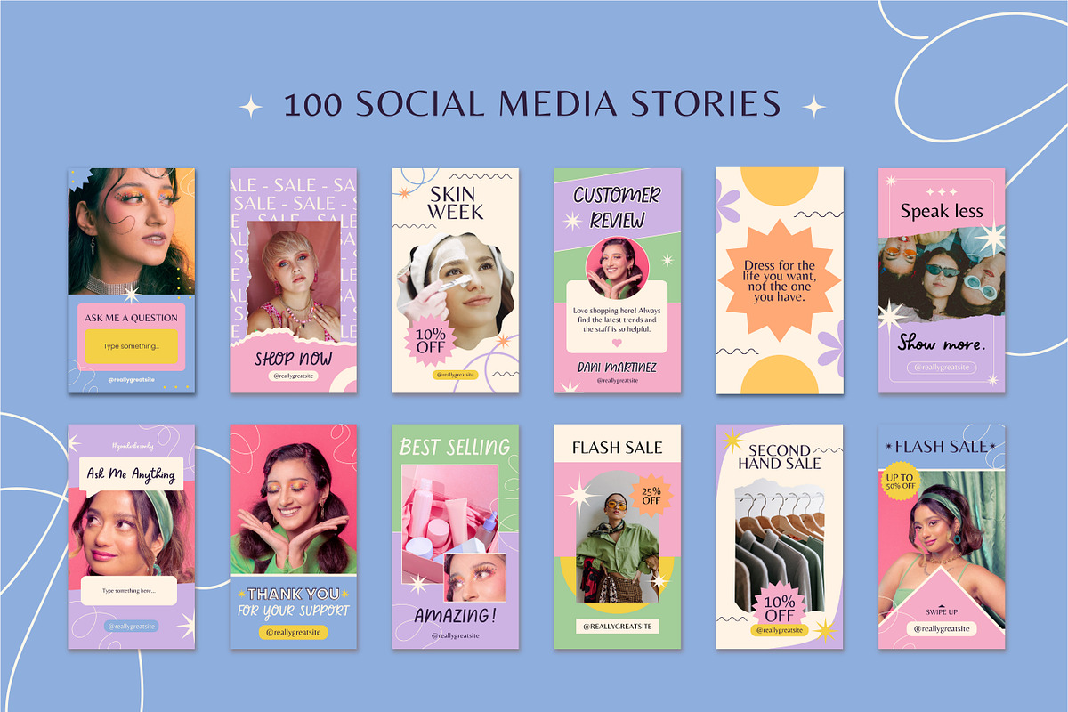 100 Bright Instagram Story Templates, a Templates & Theme by TemplateCastleStore (Photo 2 of 10)
