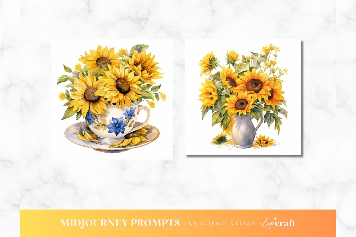 Sunflower Clipart Midjourney Prompt, a Decorative Illustration by ClipCraft (Photo 4 of 9)