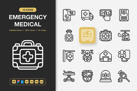 Emergency Medical Icons, an Icon by Spacepixel Creative