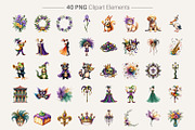 Mardi Gras Watercolor Clipart, an Illustration by Artnoy (Thumbnail 2 of 8)