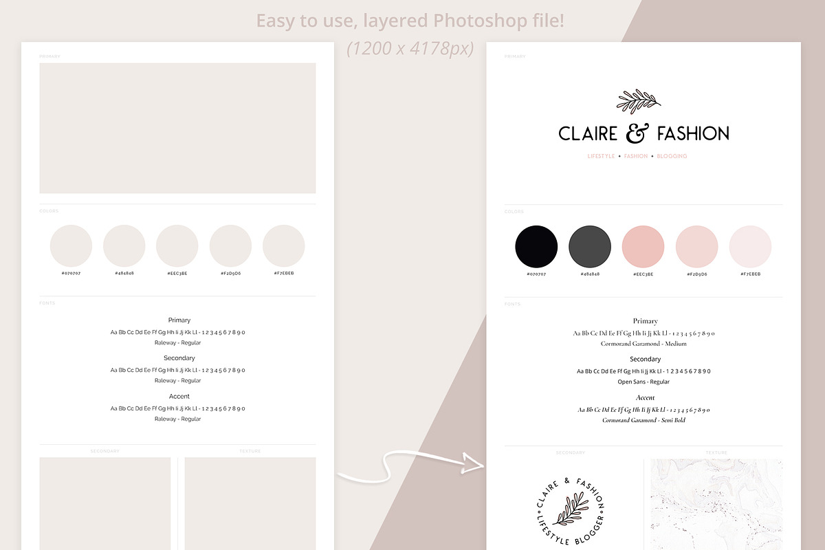 Brand Board Template: Claire&Fashion, a Presentation Template by amber&ink (Photo 2 of 5)