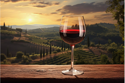 One glass of red wine and green, a Food & Drink Photo by Lermont51
