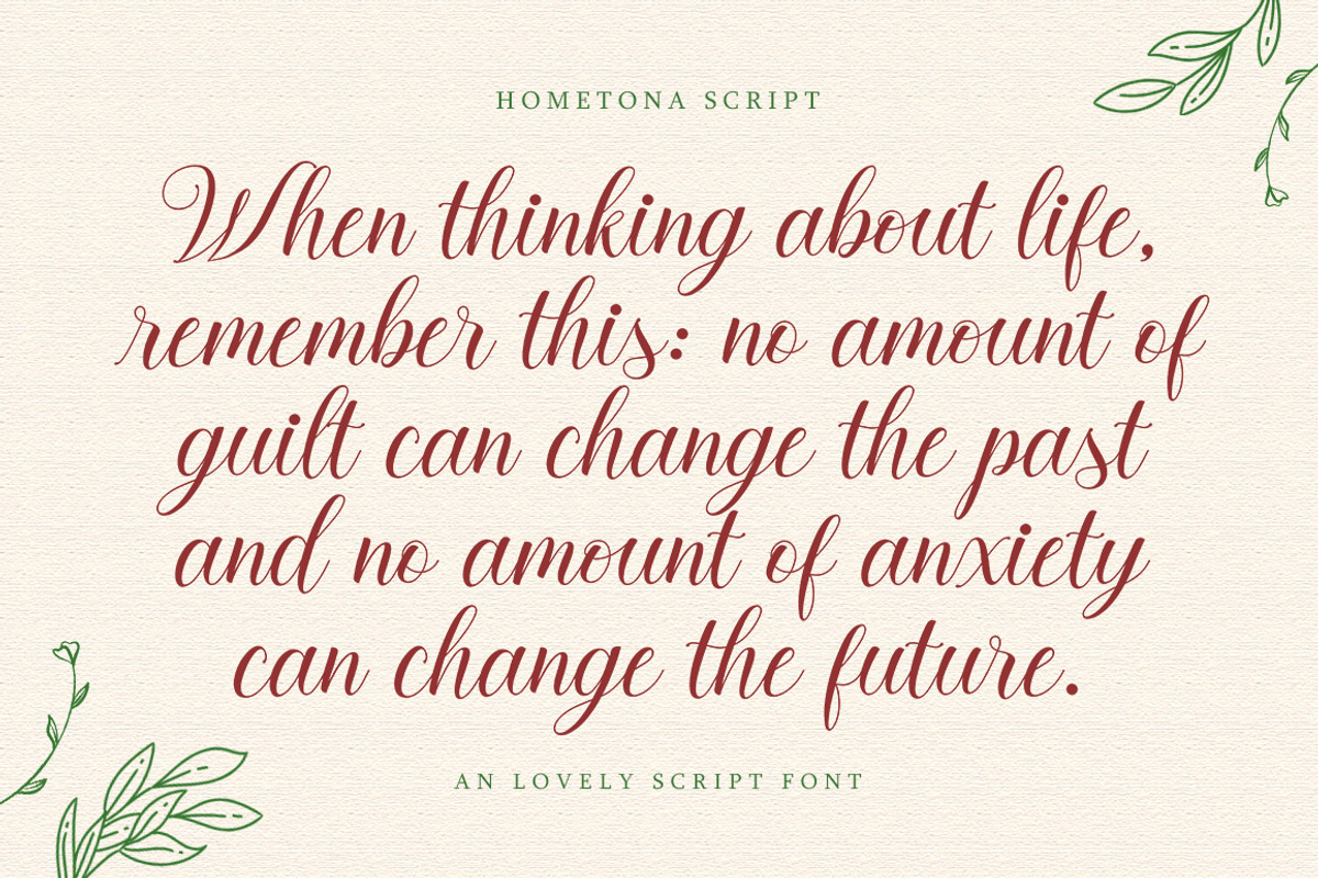 Hometona Script, a Script Font by Lettersams (Photo 3 of 10)