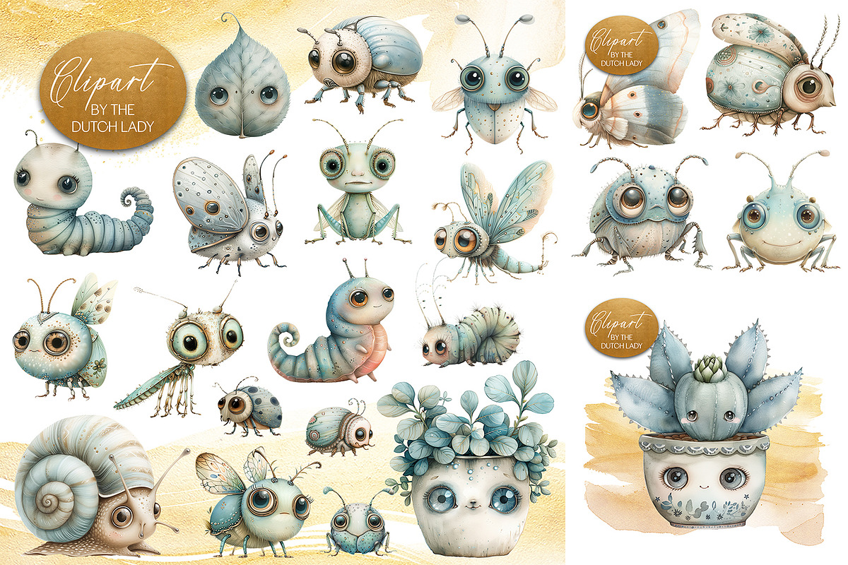 Cute Bugs Clipart Set, an Animal Illustration by The Dutch Lady Designs (Photo 1 of 7)