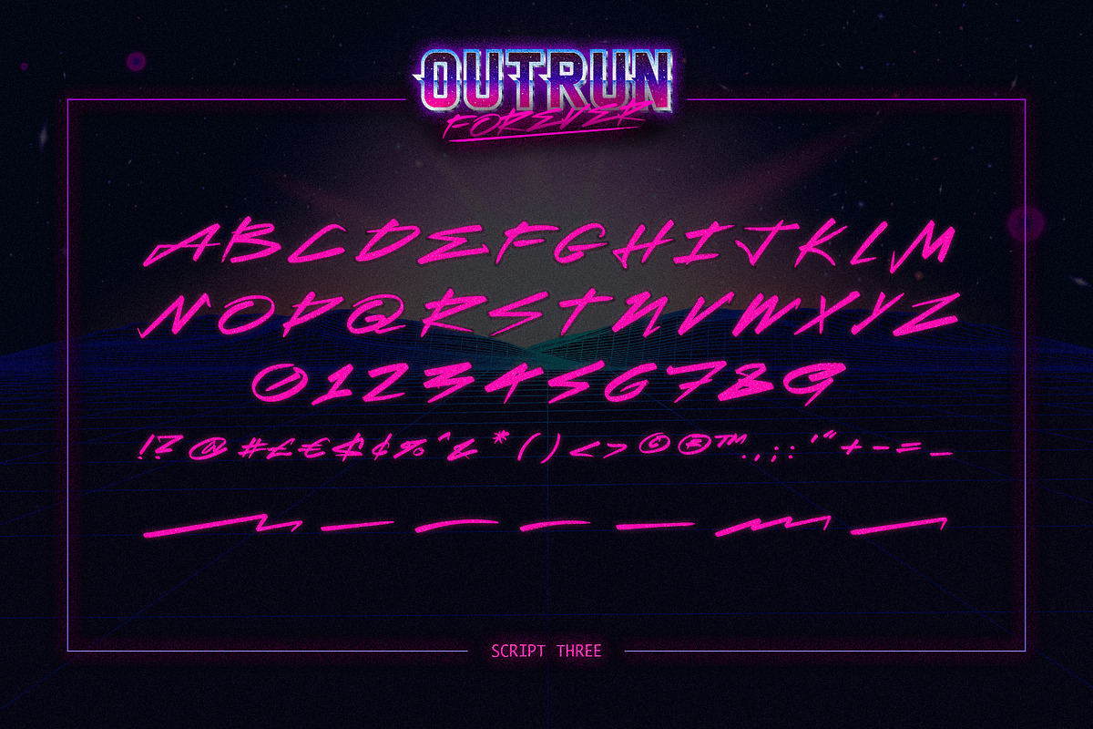 Outrun Forever – 2 in 1 Font Pack, a Sans Serif Font by Ckybe's Corner (Photo 6 of 13)