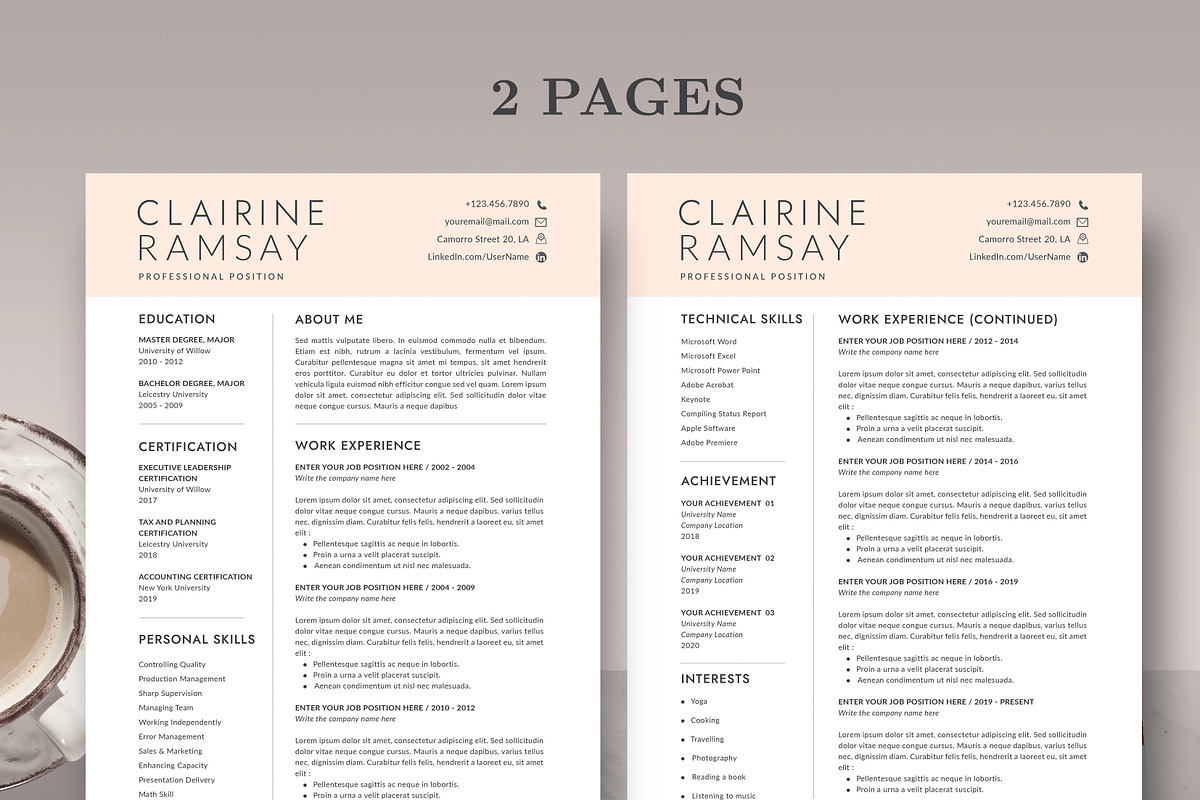 Professional Resume Template RE014, a Resume Template by Draca Design Co (Photo 2 of 3)
