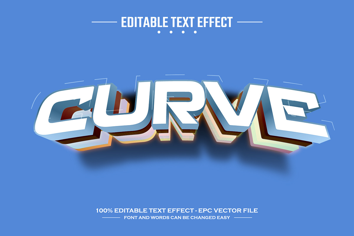 Curve 3D editable text effect, a Layer Style Add-On by nicemorning